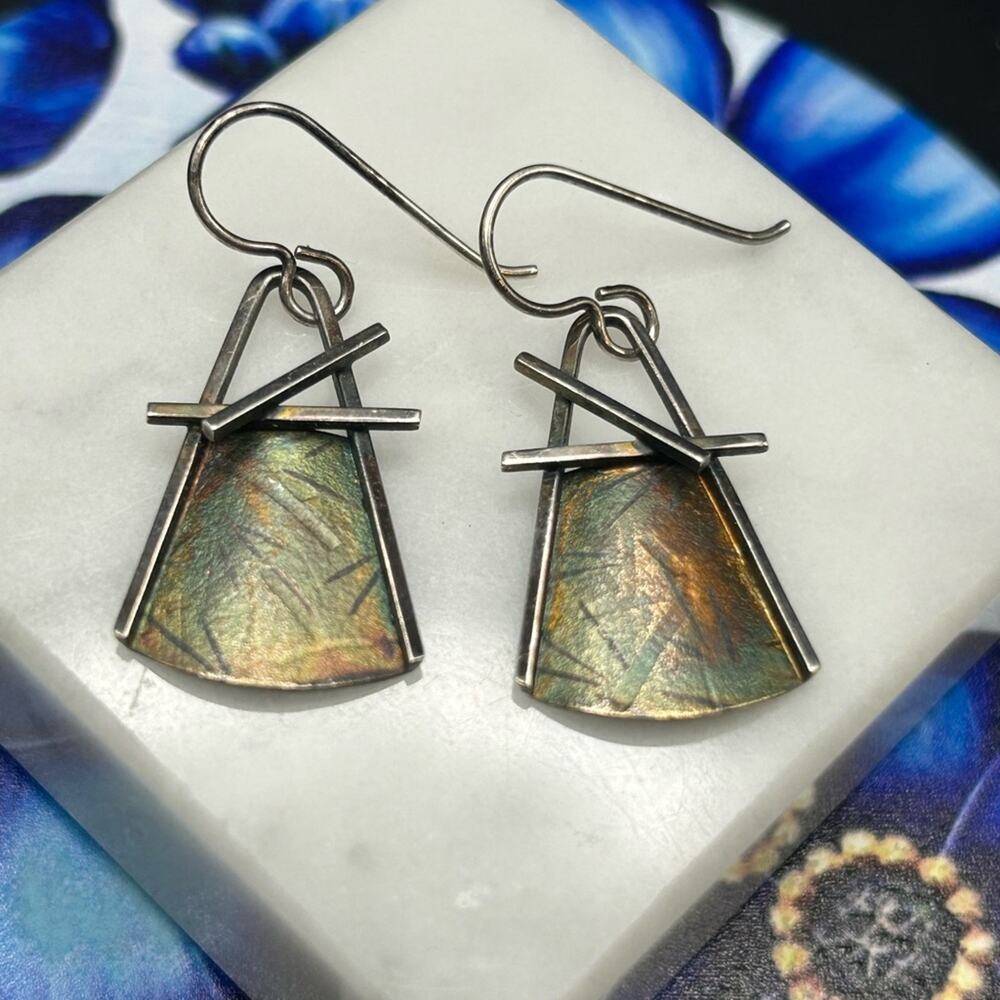 B. Blandford Earrings 925 Sterling Silver #C108 Bonnie Triangle purse 22K art